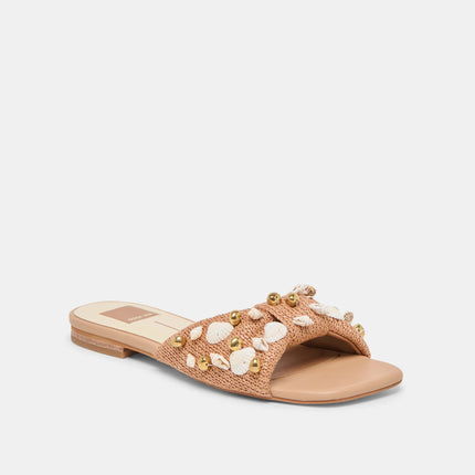 LIZZA SANDALS BEADED RAFFIA