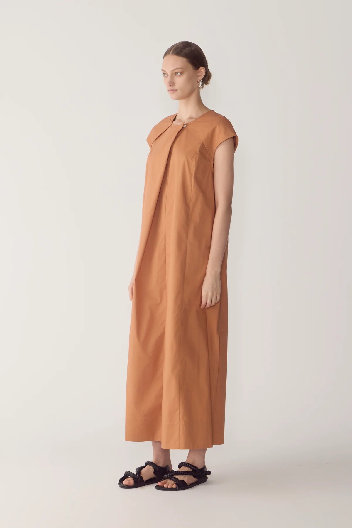ALMA DRESS IN BRICK POPLIN