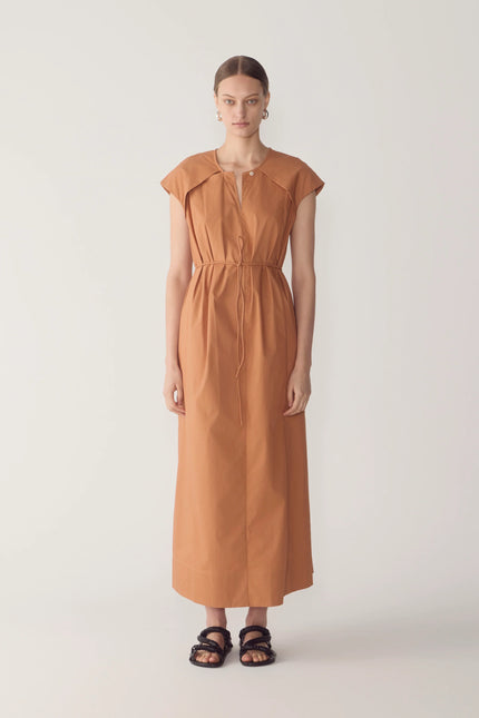 ALMA DRESS IN BRICK POPLIN