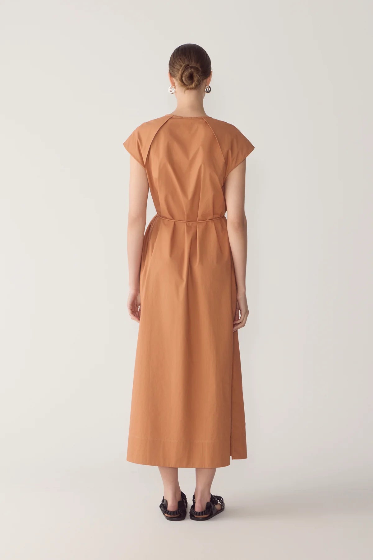ALMA DRESS IN BRICK POPLIN