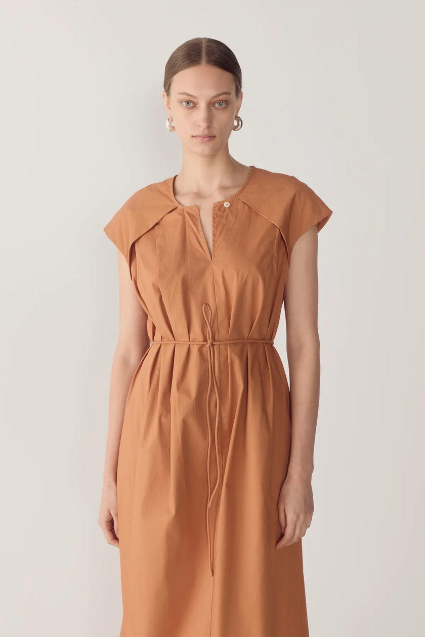 ALMA DRESS IN BRICK POPLIN