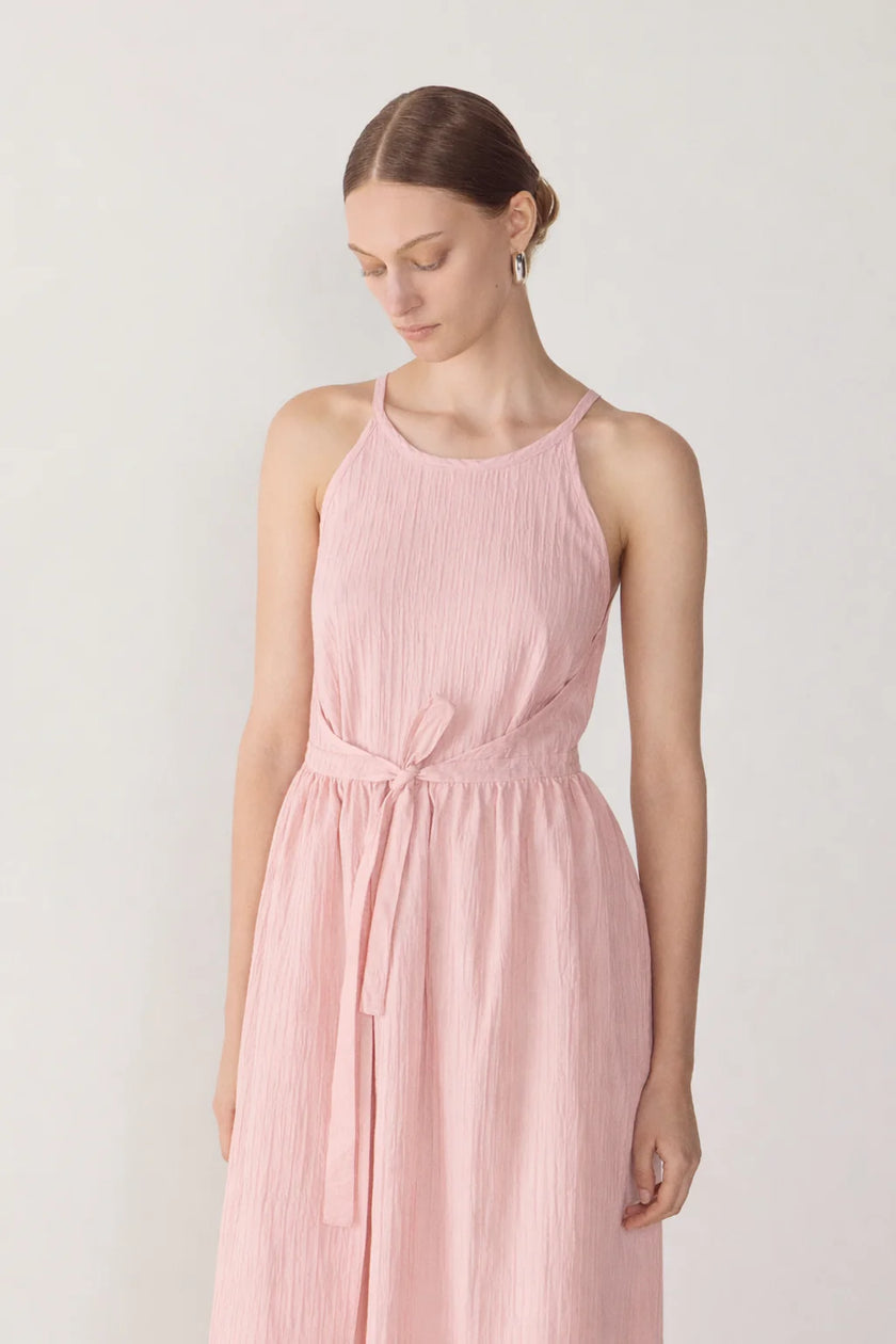 CHELSEA DRESS IN ROSE TEXTURED STRIPE