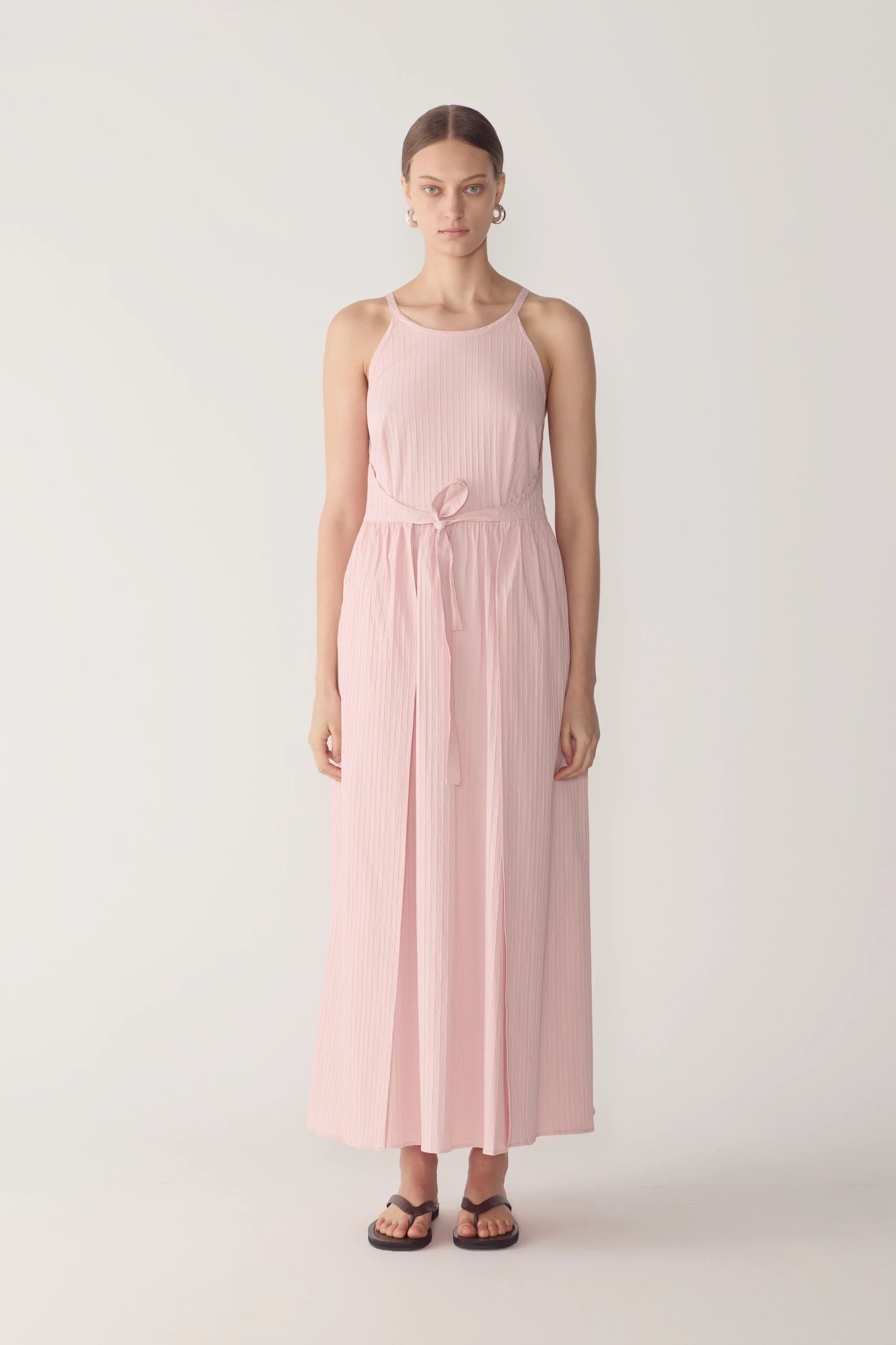 CHELSEA DRESS IN ROSE TEXTURED STRIPE