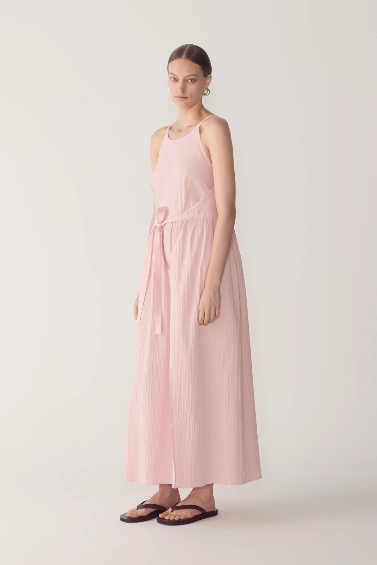 CHELSEA DRESS IN ROSE TEXTURED STRIPE