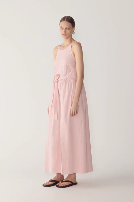 CHELSEA DRESS IN ROSE TEXTURED STRIPE