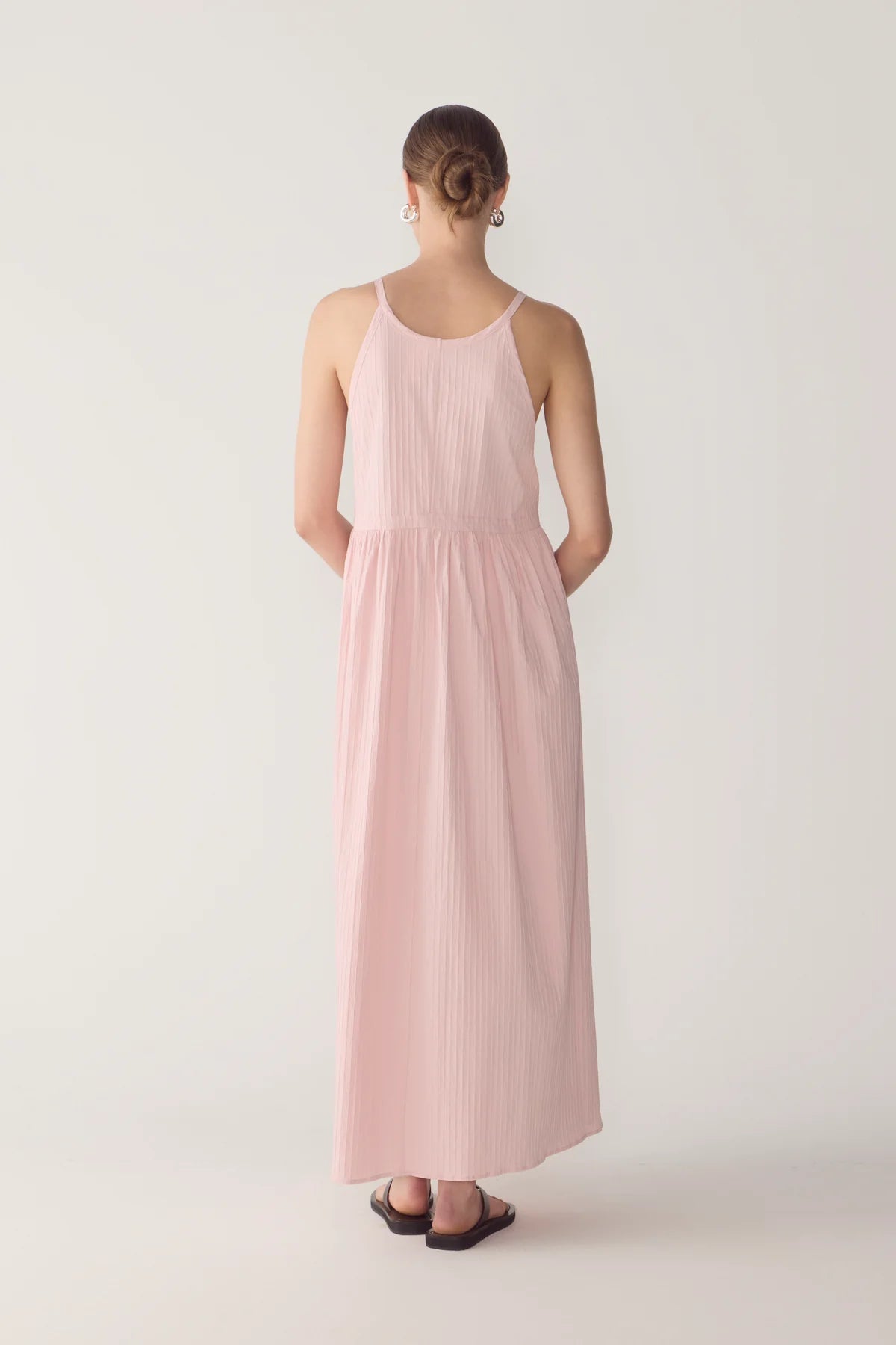 CHELSEA DRESS IN ROSE TEXTURED STRIPE