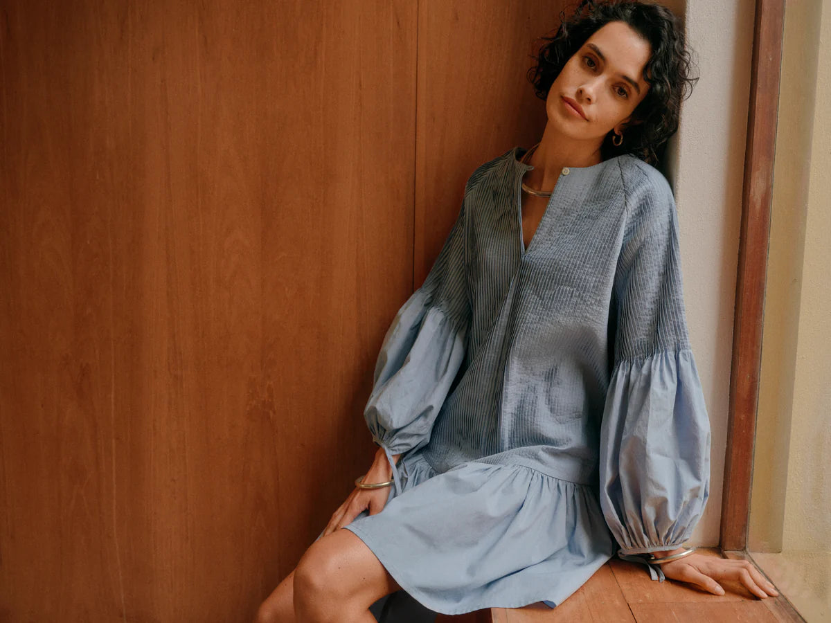 GISELLE DRESS IN SULPHUR SUMMER COTTON