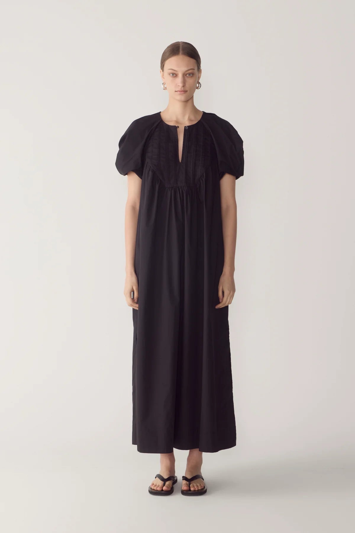 RAVEN DRESS IN BLACK POPLIN