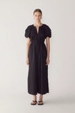 RAVEN DRESS IN BLACK POPLIN