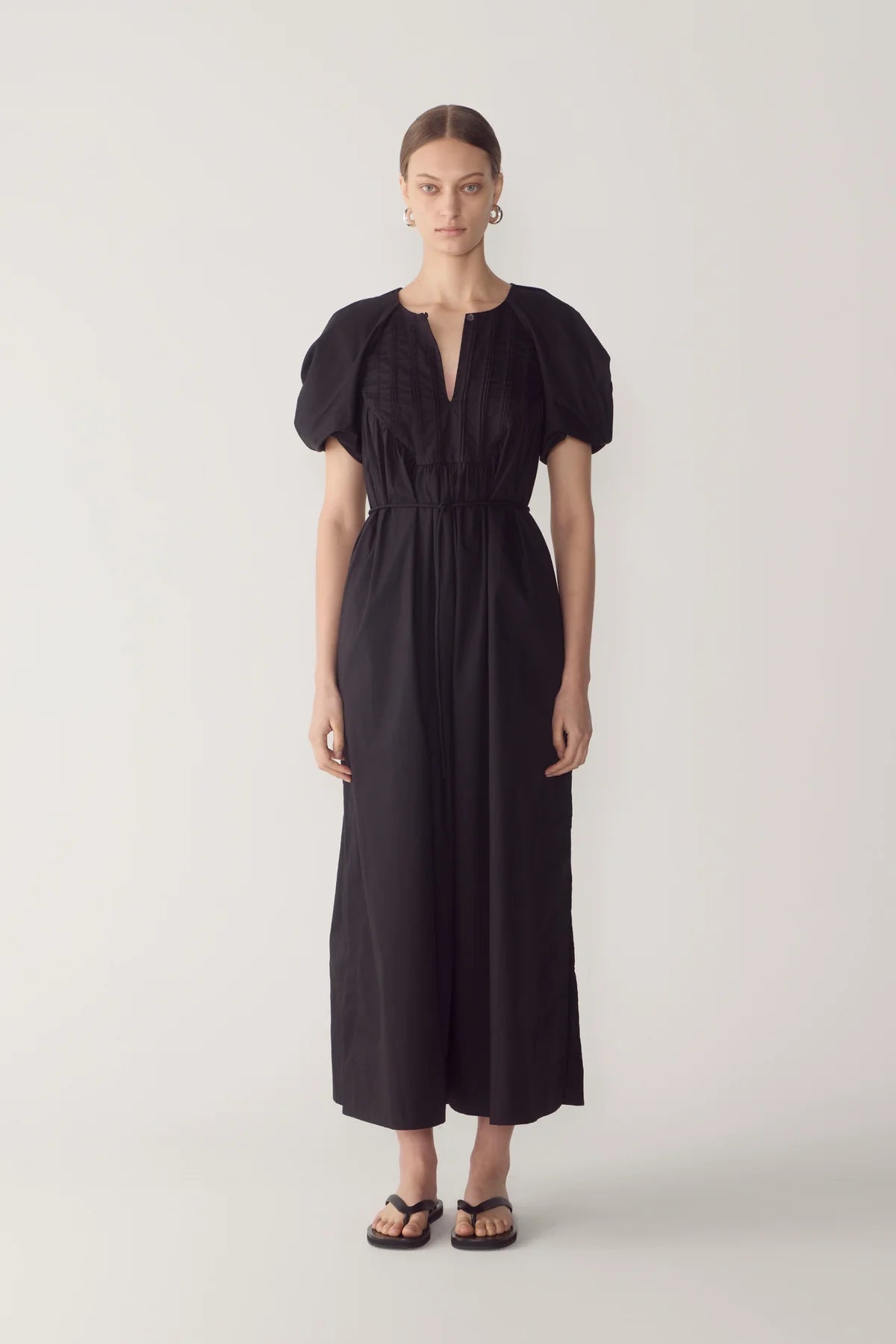 RAVEN DRESS IN BLACK POPLIN