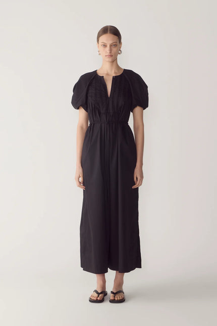 RAVEN DRESS IN BLACK POPLIN
