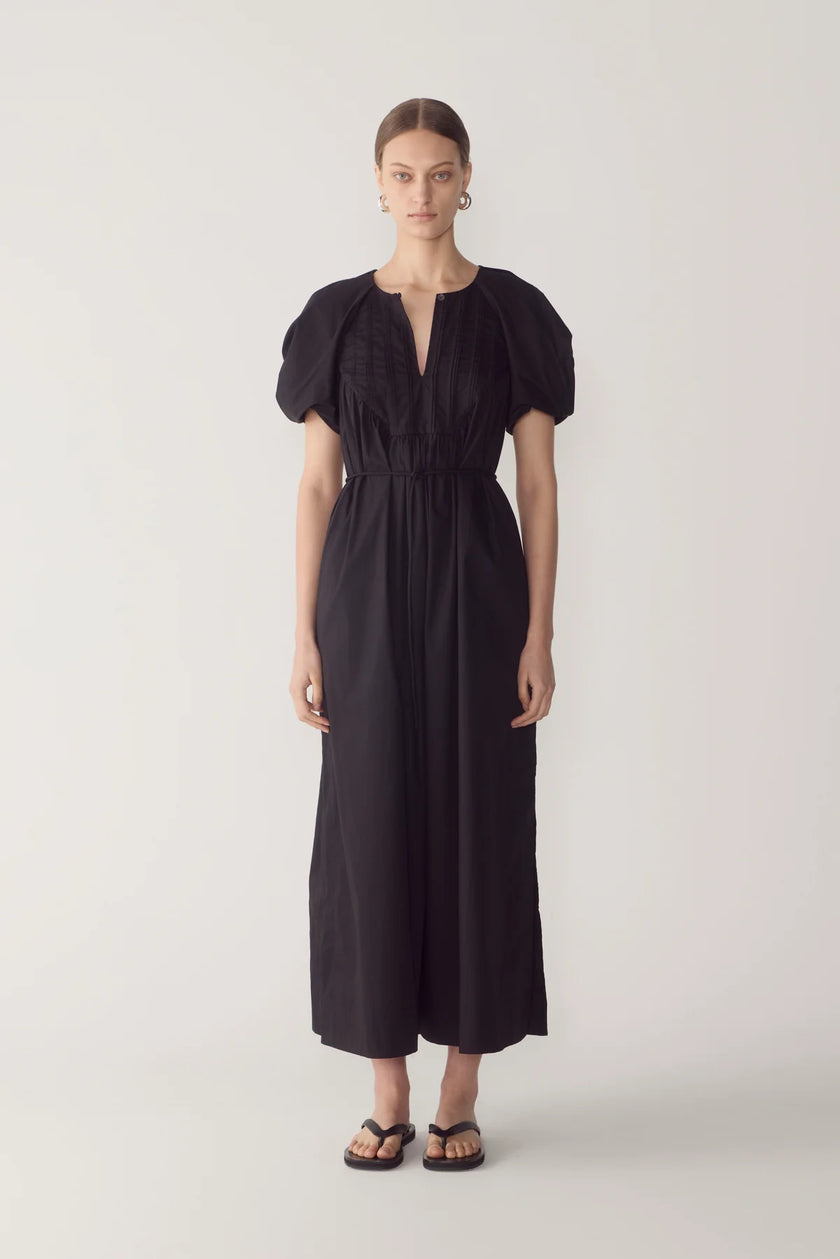 RAVEN DRESS IN BLACK POPLIN