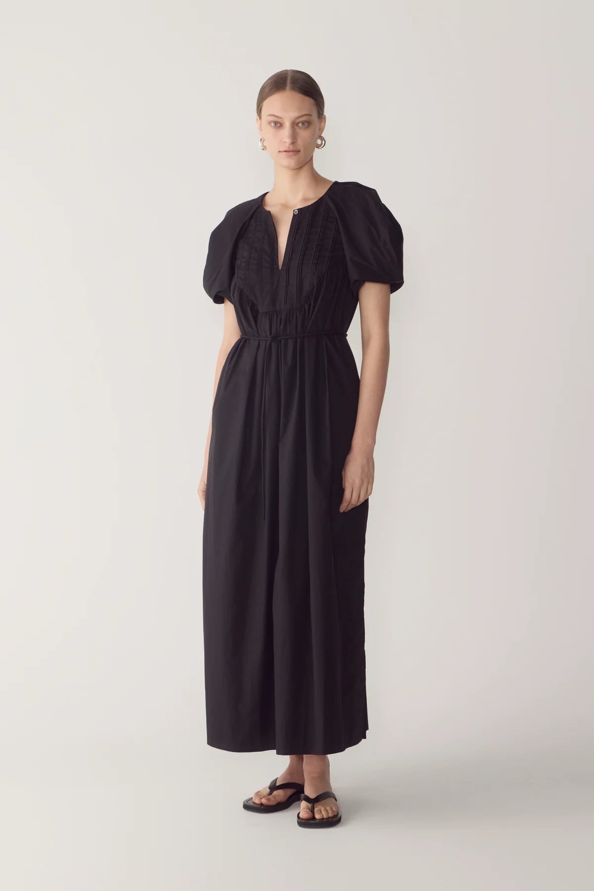 RAVEN DRESS IN BLACK POPLIN
