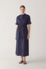 YOLANDA DRESS IN NAVY POPLIN