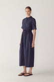 YOLANDA DRESS IN NAVY POPLIN