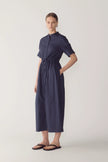 YOLANDA DRESS IN NAVY POPLIN