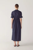 YOLANDA DRESS IN NAVY POPLIN