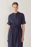 YOLANDA DRESS IN NAVY POPLIN