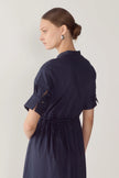 YOLANDA DRESS IN NAVY POPLIN