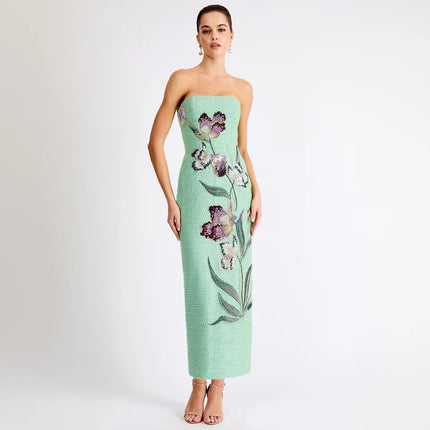 SOFIA BEADED GOWN IN SEAFOAM