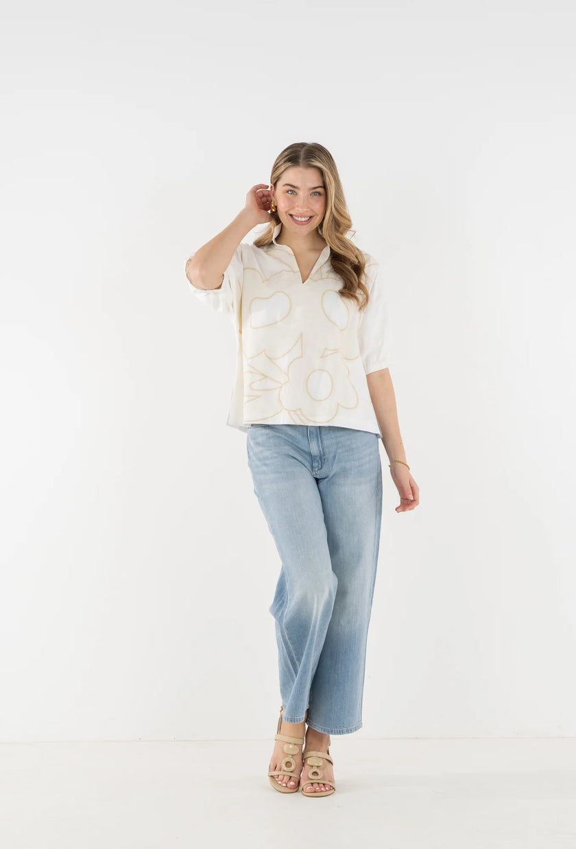 POPPY TOP IN BEIGE BLOOM
