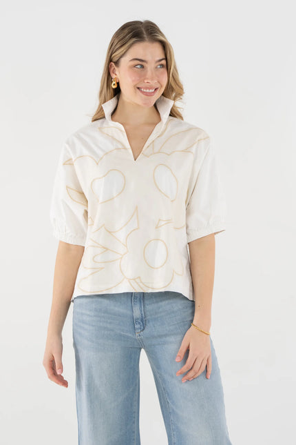POPPY TOP IN BEIGE BLOOM