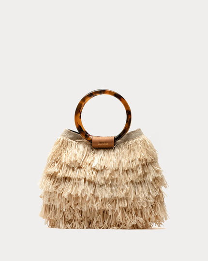 SHAGGY RAFFIA TOTE