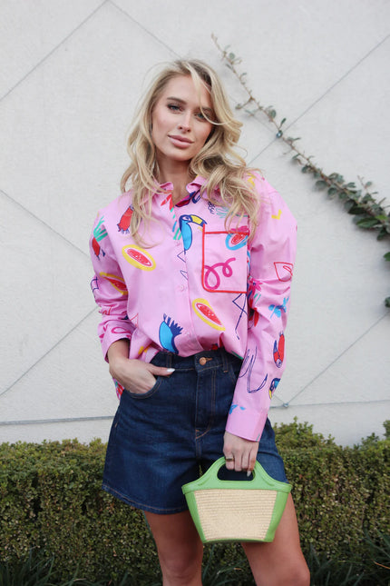 ARTIST POPLIN BUTTON UP TOP