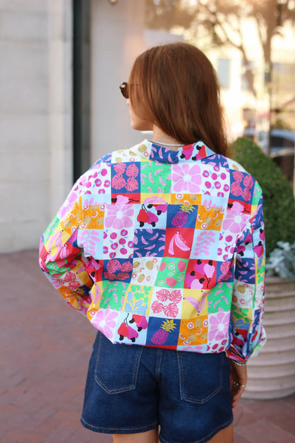 FRUIT QUILT POPLIN POCKET TOP
