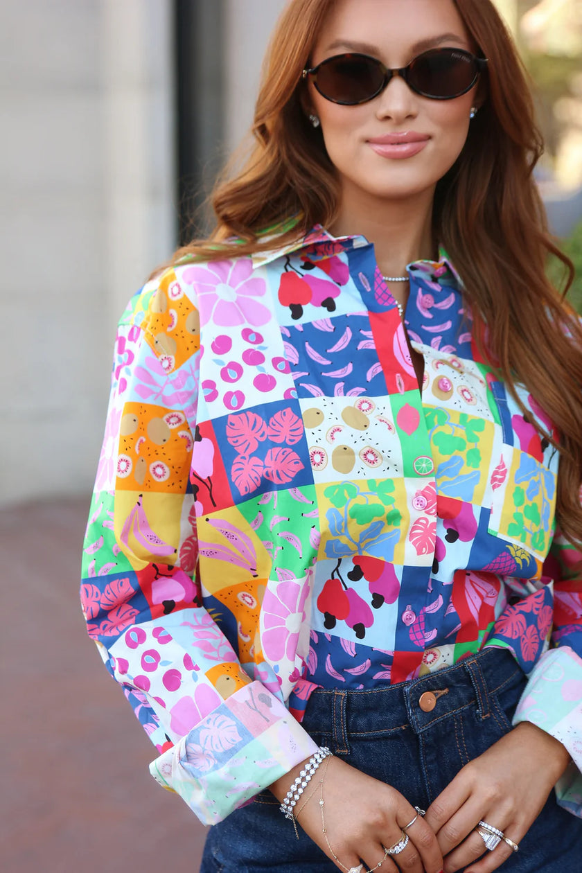 FRUIT QUILT POPLIN POCKET TOP