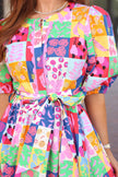 FRUIT QUILT RIC RAC TIER MAXI DRESS