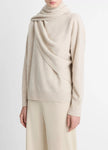DRAPED SHAWL WOOL CASHMERE SWEATER