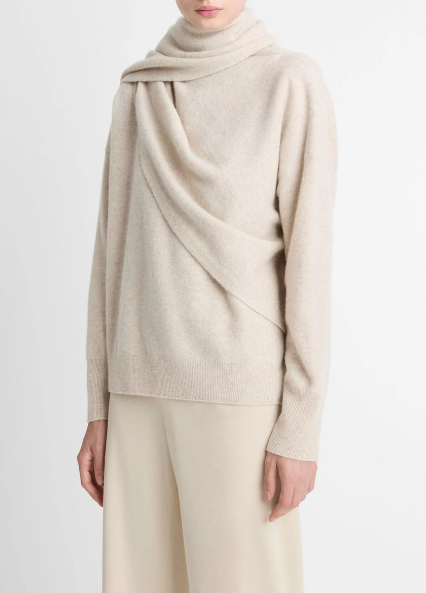 DRAPED SHAWL WOOL CASHMERE SWEATER