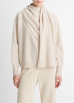 DRAPED SHAWL WOOL CASHMERE SWEATER