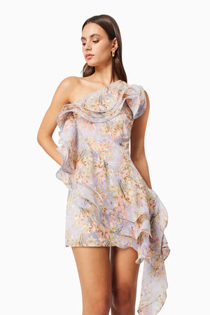 SAHARA ONE SHOULDER FLORAL MINI DRESS