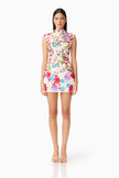 ROSETTE SLEEVELESS MINI DRESS IN MULTI FLORAL