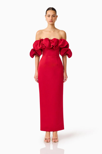 LUCETTA OFF SHOULDER IN RED
