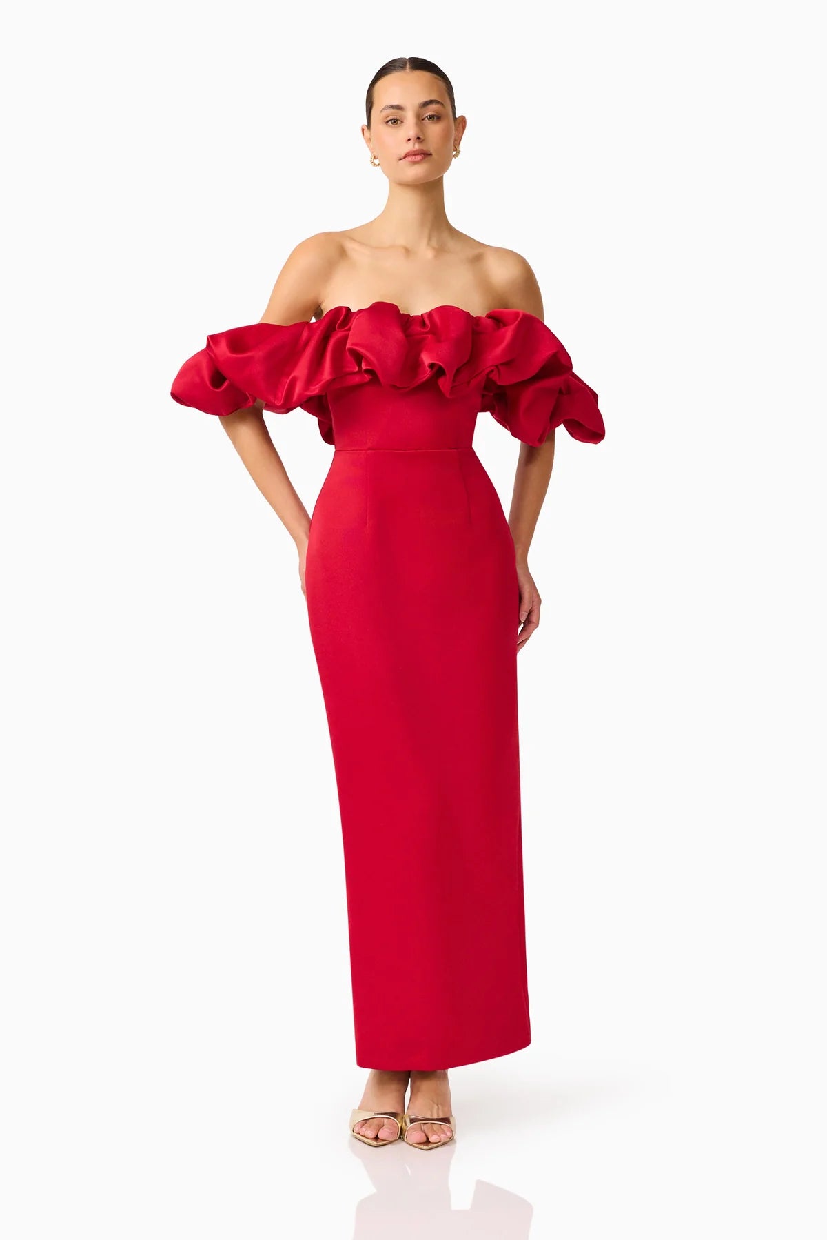 LUCETTA OFF SHOULDER IN RED