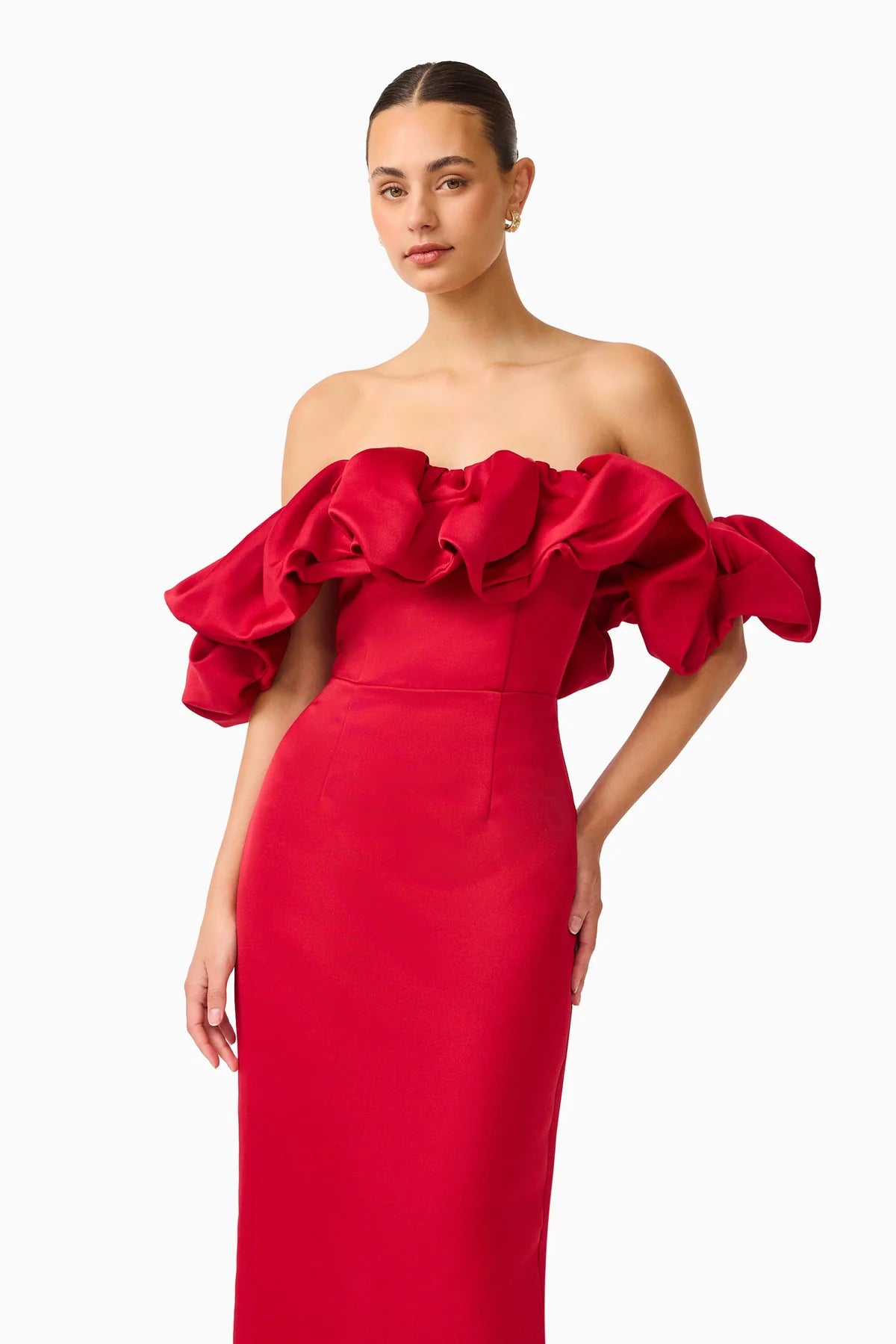 LUCETTA OFF SHOULDER IN RED
