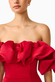 LUCETTA OFF SHOULDER IN RED