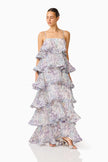 ROSARIA TIERED GOWN IN PURPLE FLORAL