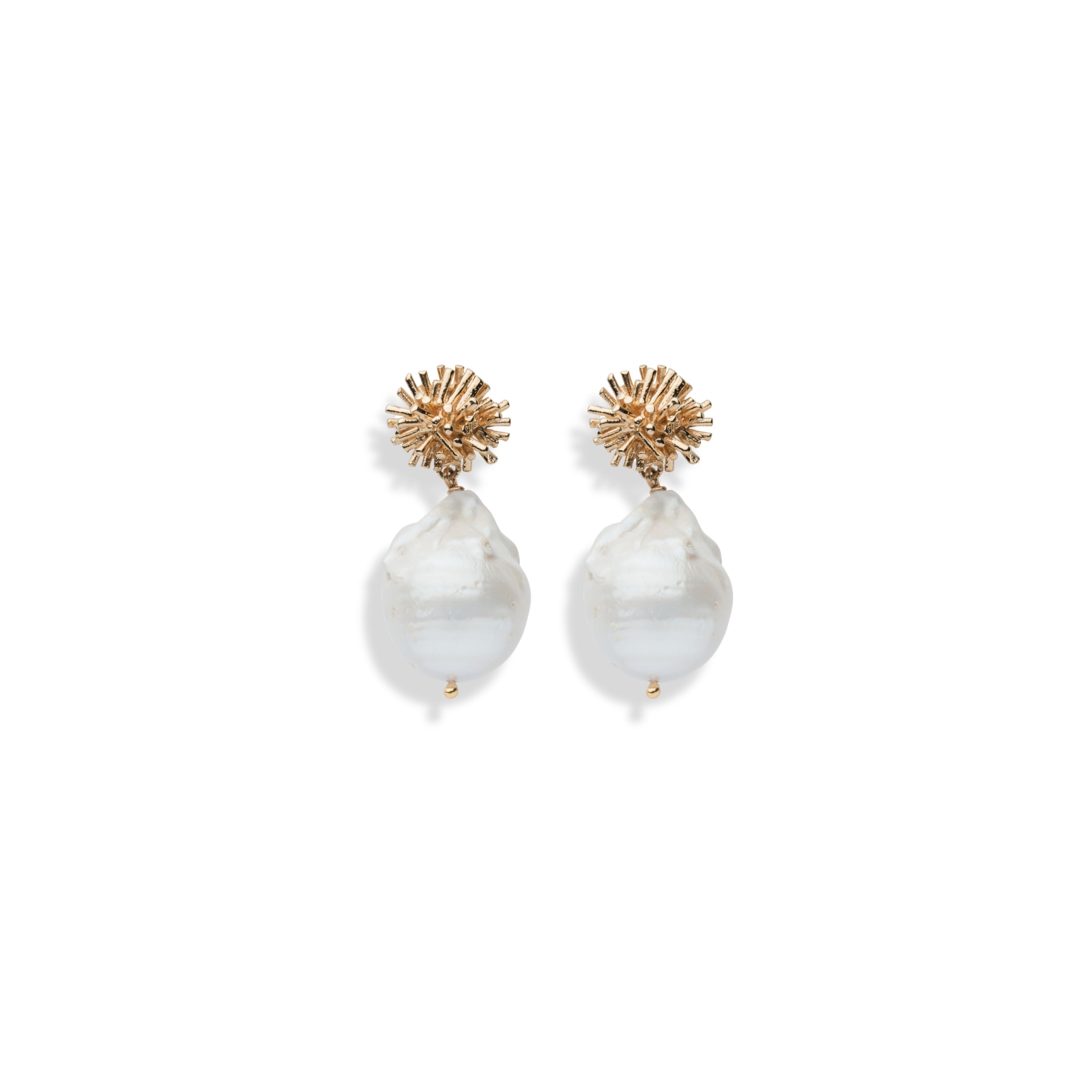 SUNBURST AND BAROQUE PEARL EARRINGS