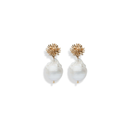 SUNBURST AND BAROQUE PEARL EARRINGS