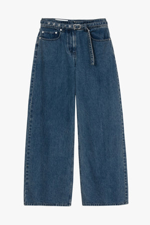 WIDE LEG BELTED JEANS