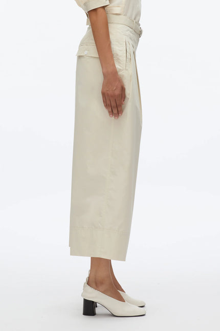 DOUBLE PLEAT WIDE CROPPED PANT