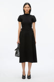COMPACT RIB TULIP DRESS IN BLACK