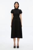 COMPACT RIB TULIP DRESS IN BLACK