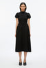 COMPACT RIB TULIP DRESS IN BLACK