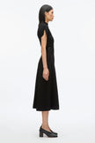 COMPACT RIB TULIP DRESS IN BLACK
