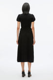 COMPACT RIB TULIP DRESS IN BLACK